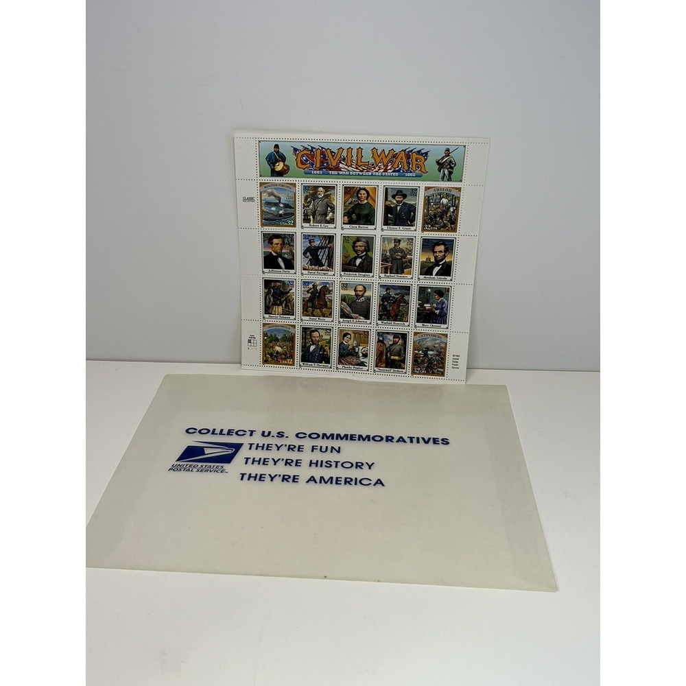 1994 USPS Civil War Classic Collection 32 Cent Unused Stamp Sheet 20 Stamps